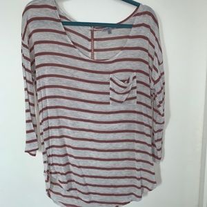 S Charlotte Russe Cream/Brown 3/4 Sleeve